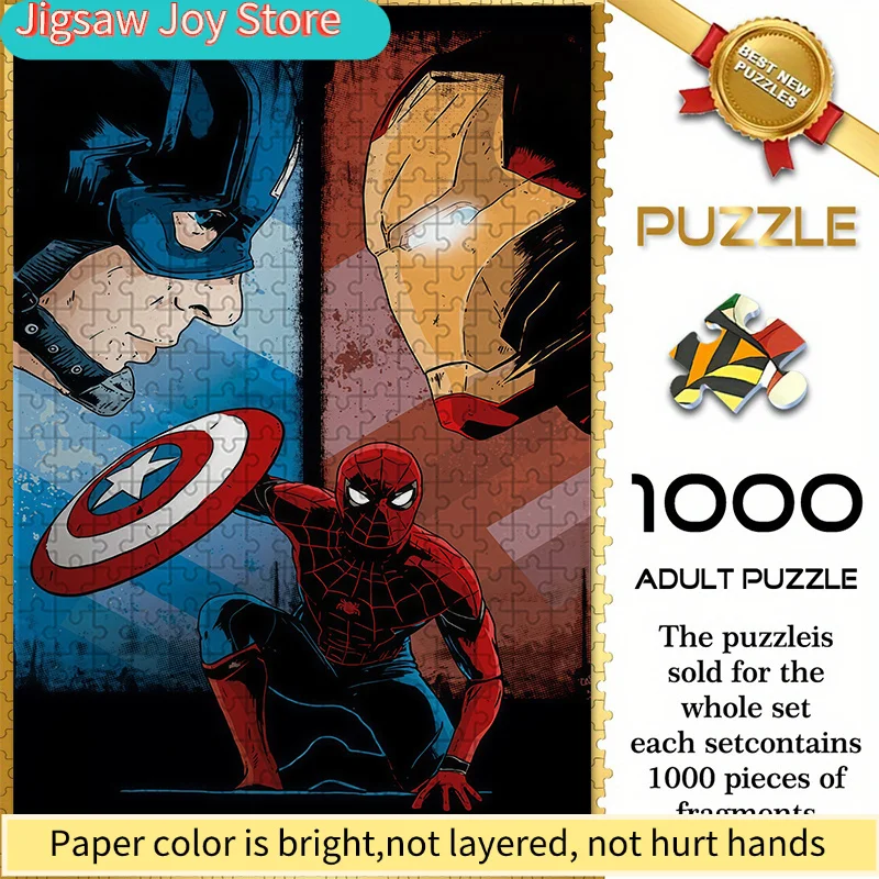 

Бесшовные пазлы на тему Marvel Z10.18-27 с изображением Капитана Америки, Железного человека и Человека-паука — прочные и толстые пазлы.