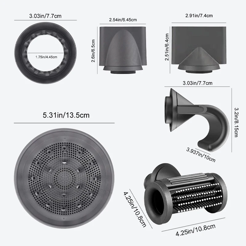 فوهات مجفف الشعر المكونة من 6 فوهات لعيد الأم - موزع ناشر تنعيم ومضاد للتجعد لجميع أنواع الشعر ومجموعة هدايا السفر