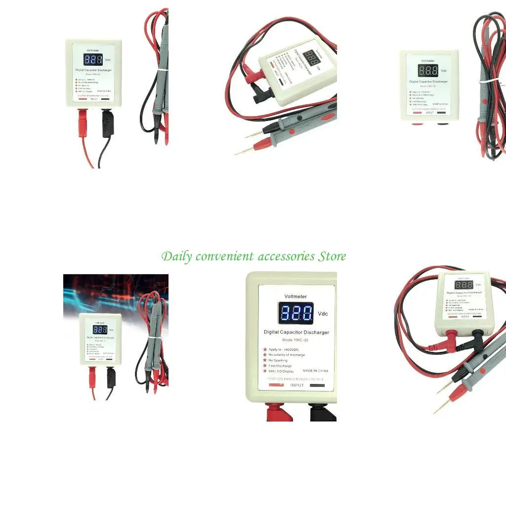 

97QB DC800V Светодиодный цифровой конденсаторный разрядник Инструмент для быстрой разрядки напряжения