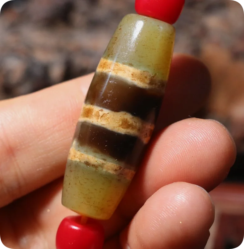 Magic Power Tibetan Old Agate 3 Line Healer Medicine dZi Bead Totem Pendant LLZB