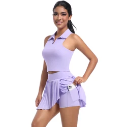 2PCS Women Tracksuit Yoga Set Gym Set Bra Sports Short Skirt Workout Sportswear Running Clothing Gym Wear Athletic Sport Suit
