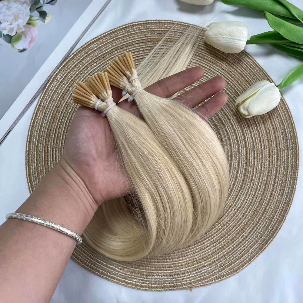스트레이트 I팁 헤어 익스텐션 천연 인모 퓨전 헤어 익스텐션 얇은 케라틴 헤어 14-20인치 30g 링 없음