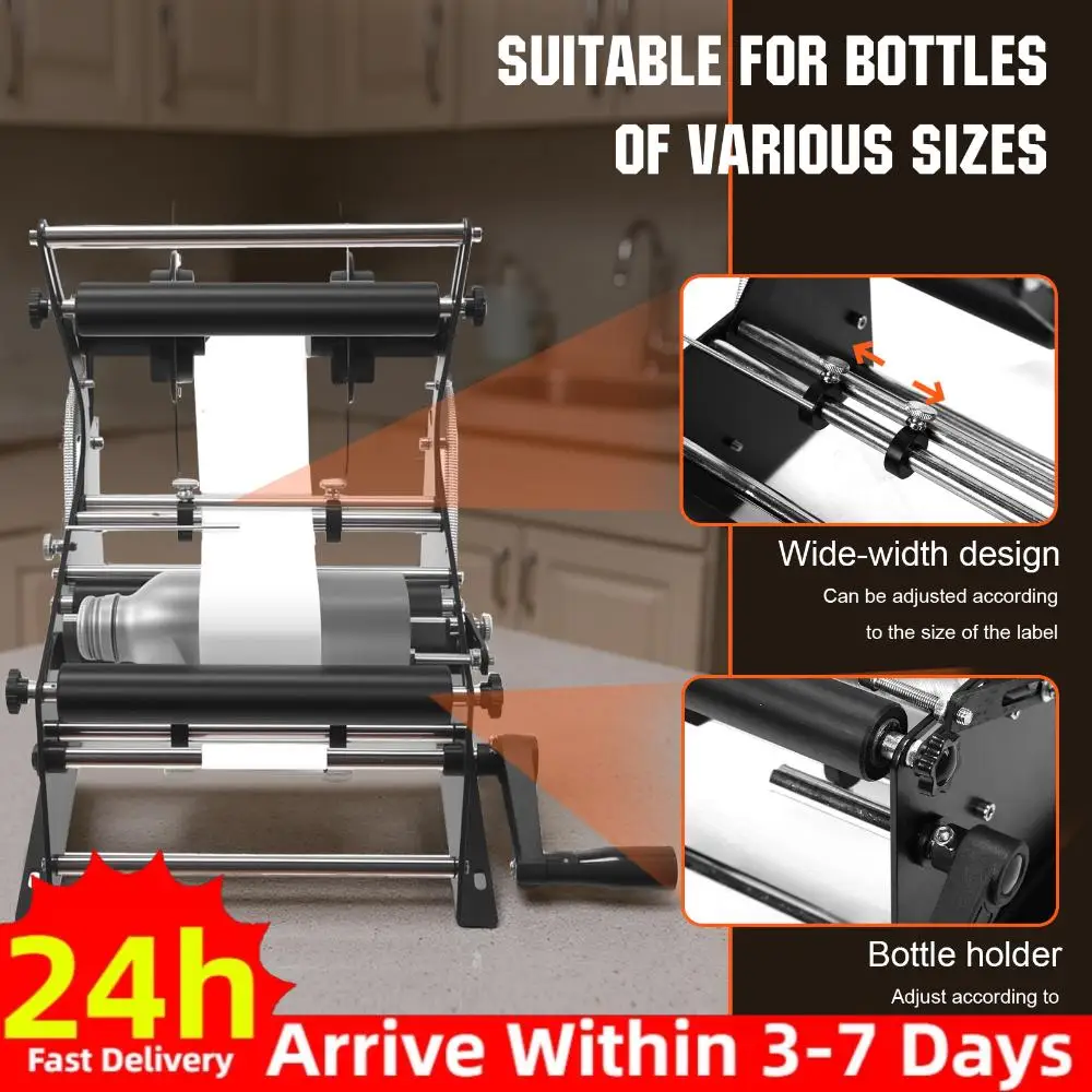 

Adjustable Manual Round Bottle Labeling Machine with Handle Manual Bottle Labeling Machine for Round Glass Plastic Metal Bottle