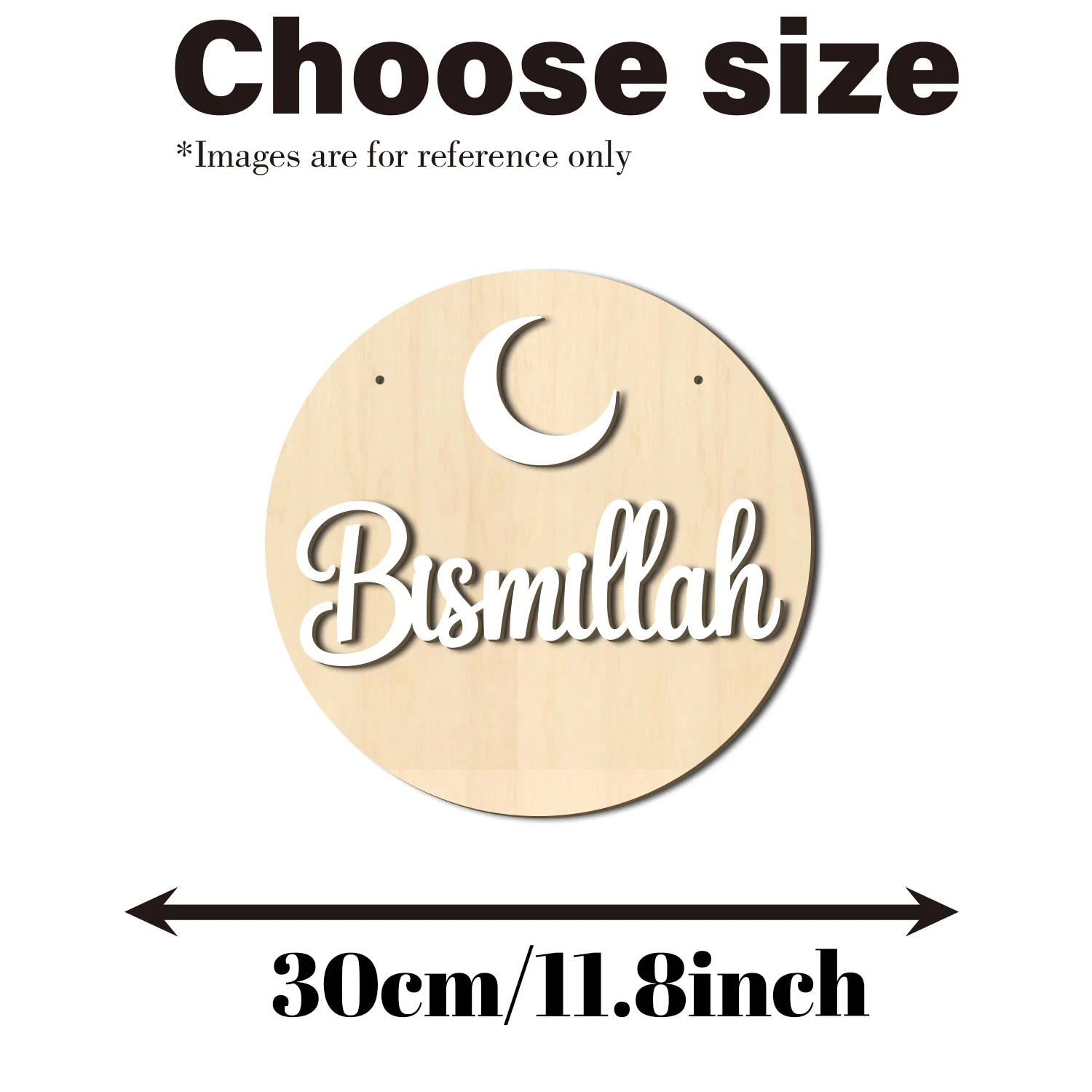 Bismillah Wooden Door Hanger, Islamic Muslim Crescent Sign with Jute Rope, Ramadan Eid Mubarak Home Wall Porch Decor