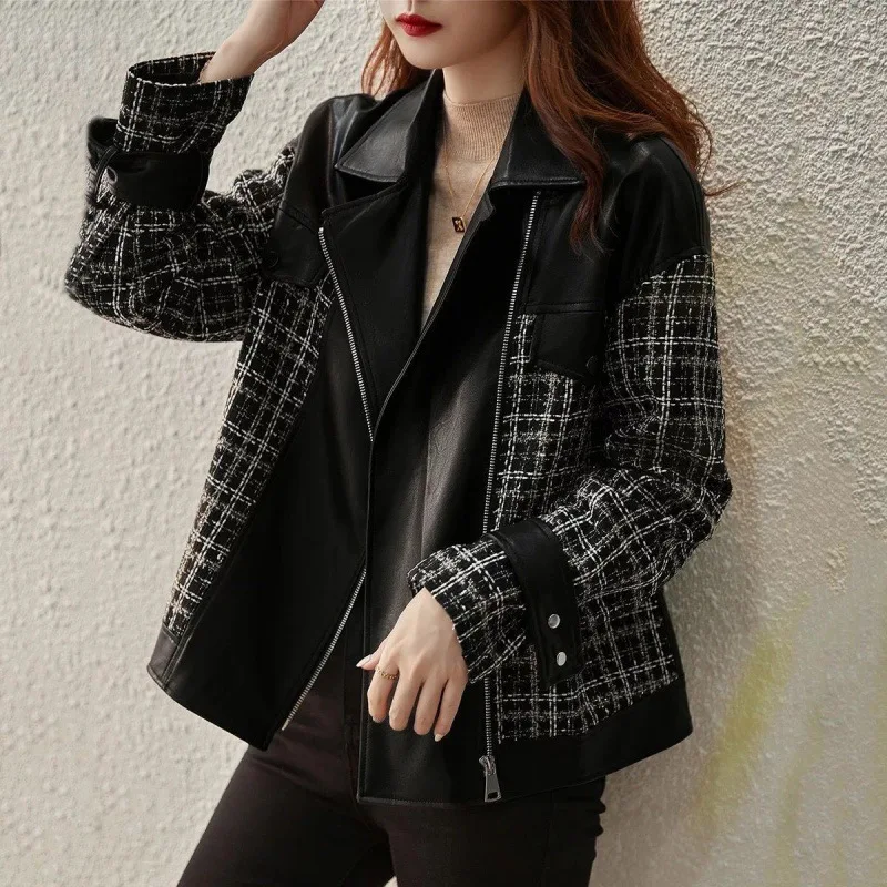 

Motorcycle leather jacket jacket for women 2024 Spring and Autumn Winter new item, small women's loose and stylish jacket