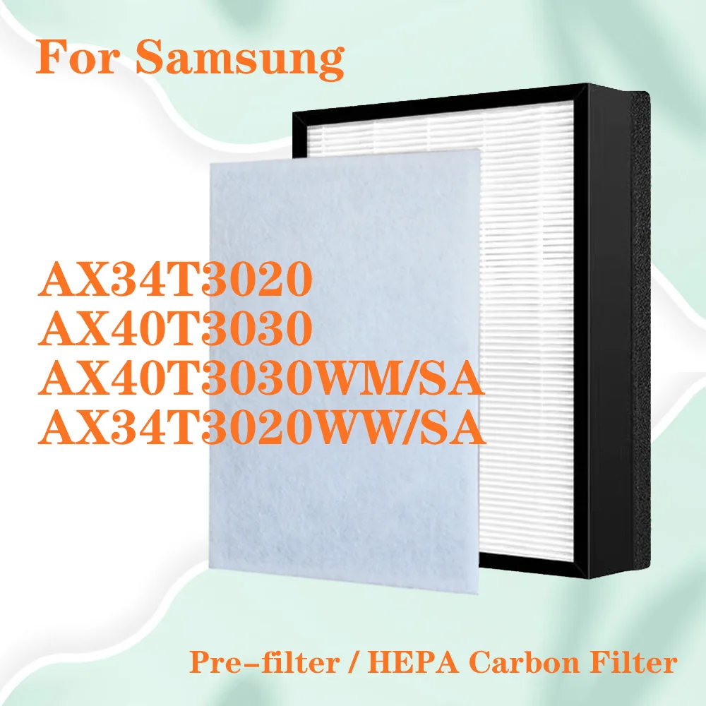 

2 in 1 HEPA Filter + Active Carbon for Samsung Air Purifier AX34T3020 AX40T3030 AX40T3030WM/SA AX34T3020WW/SA