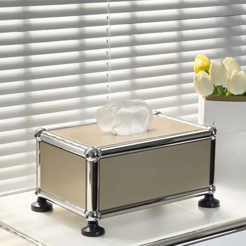 Module Modular Luxurious Tissue Box Paper Holder Stainless Steel Metal Board for Living Room