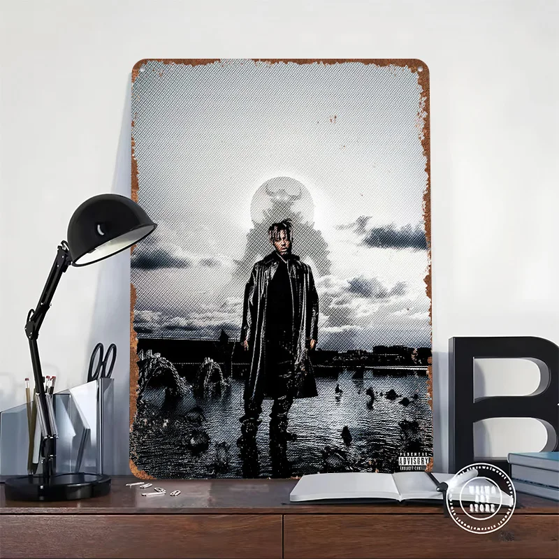 Juice Wrld Rapper Rap Tinplate Poster Customized Wall Art Retro Vintage Metal Signs for Fans Gaming Room Decoration Aesthetic