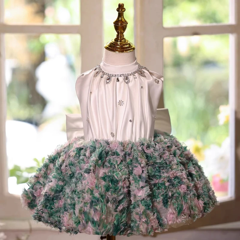Girl First Birthday Princess Dress Tutu Gown Flower Girl Wedding Piano Party Outfit Children Pageant Formal Attire Celebration