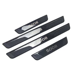 for Peugeot 5008 Suv Gt 2017 2018 2019 Plastic Metal Door Sill Scuff Plate Plates Trim Car Accessories 4 Pcs