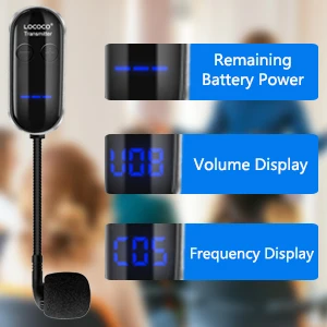 XIAOKOA Kabelloses Mikrofon-Headset, kabelloses UHF-Headset und tragbares 2-in-1-Mikrofon mit LED-Digitalanzeige, 165 Fuß Reichweite – Detail 3