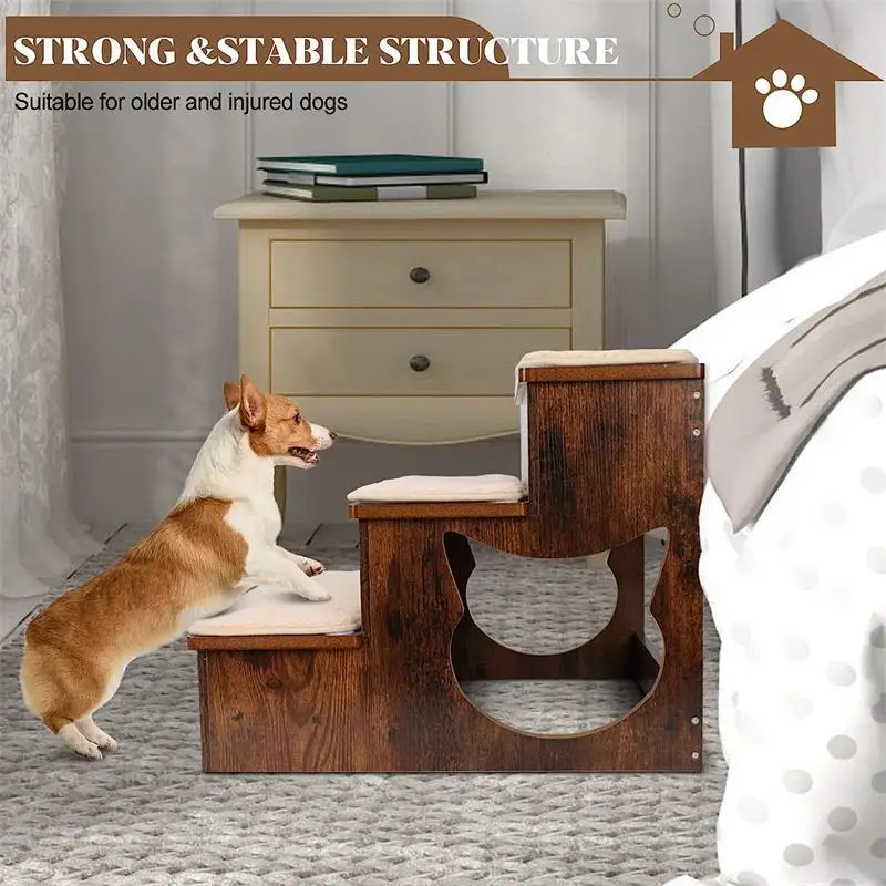 

Wooden Pet Ladder Small Dog Up and Down Bed Slope Sofa Steps Stairs Can Be Split Shelf Solid Wood Pet Nest