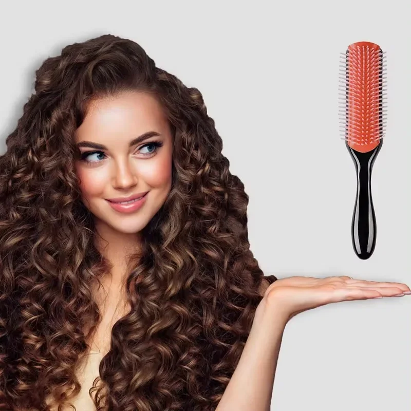 9-Row Detangling Hair Brush Detangler Hairbrush Scalp Massager Straight Wet Comb for Women Men Salon Curly hair brush