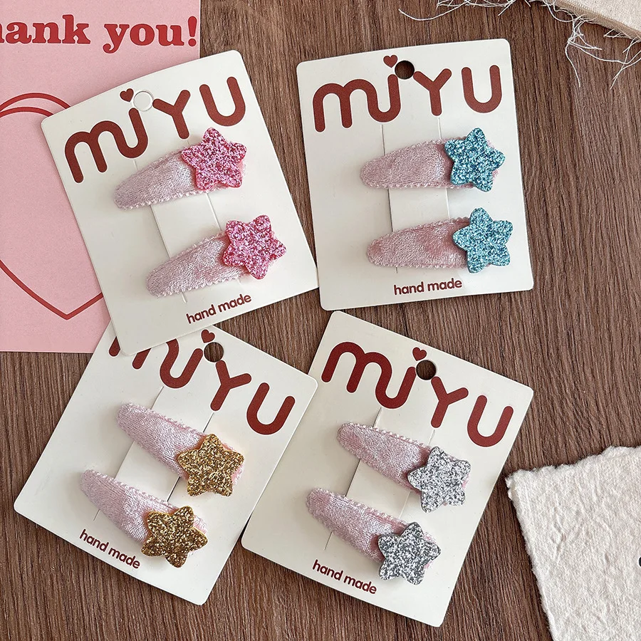 Hair Clips Korean Velvet Sequin Star Sweet Multicolor Nonslip Lightweight Soft Secure for Toddler Girls Side Clip Daily Party