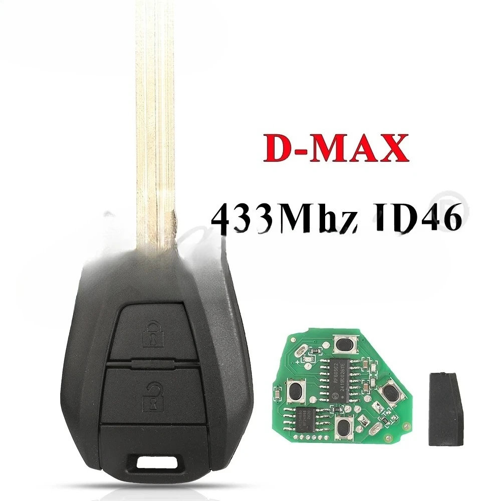 

Удаленный автомобильный ключ, подходящий для ISUZU D-Max M-UX 433,92 МГц ASK ID46 чип TOY43 лезвие, автоматический брелок, замена 2 кнопки