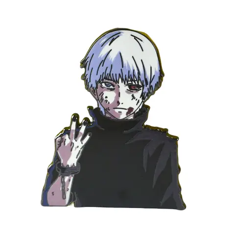 Anime Tokyo Ghoul Pins Kaneki Ken Metall Märken Animation Manga Broscher för Väska Ryggsäck Kläder Kavajslag ACG Dekoration Cosplay 8 best sales Tokyo Ghoul-nål - №2