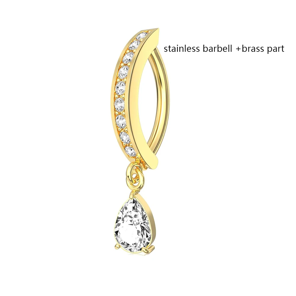1PC 14G Implantat Grade G23 Titan Bauchnabel Ring Clicker Edelstahl Messing Nabel Piercing Schmuck Bauch Piercings