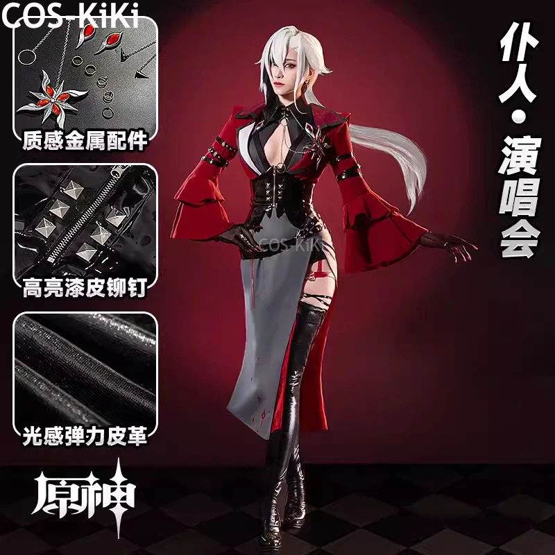 COS-KiKi Genshin Impact Arlecchino The Knave Concert Game Suit Sexy Uniform Cosplay Costume Halloween Party Outfit Women S-3XL