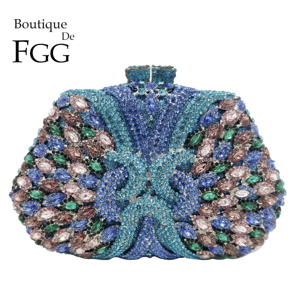 

Boutique De FGG (in stock) Multicoloured Women Crystal Bags Evening Clutches Purses Party Cocktail Rhinestone Minaudiere Handbag