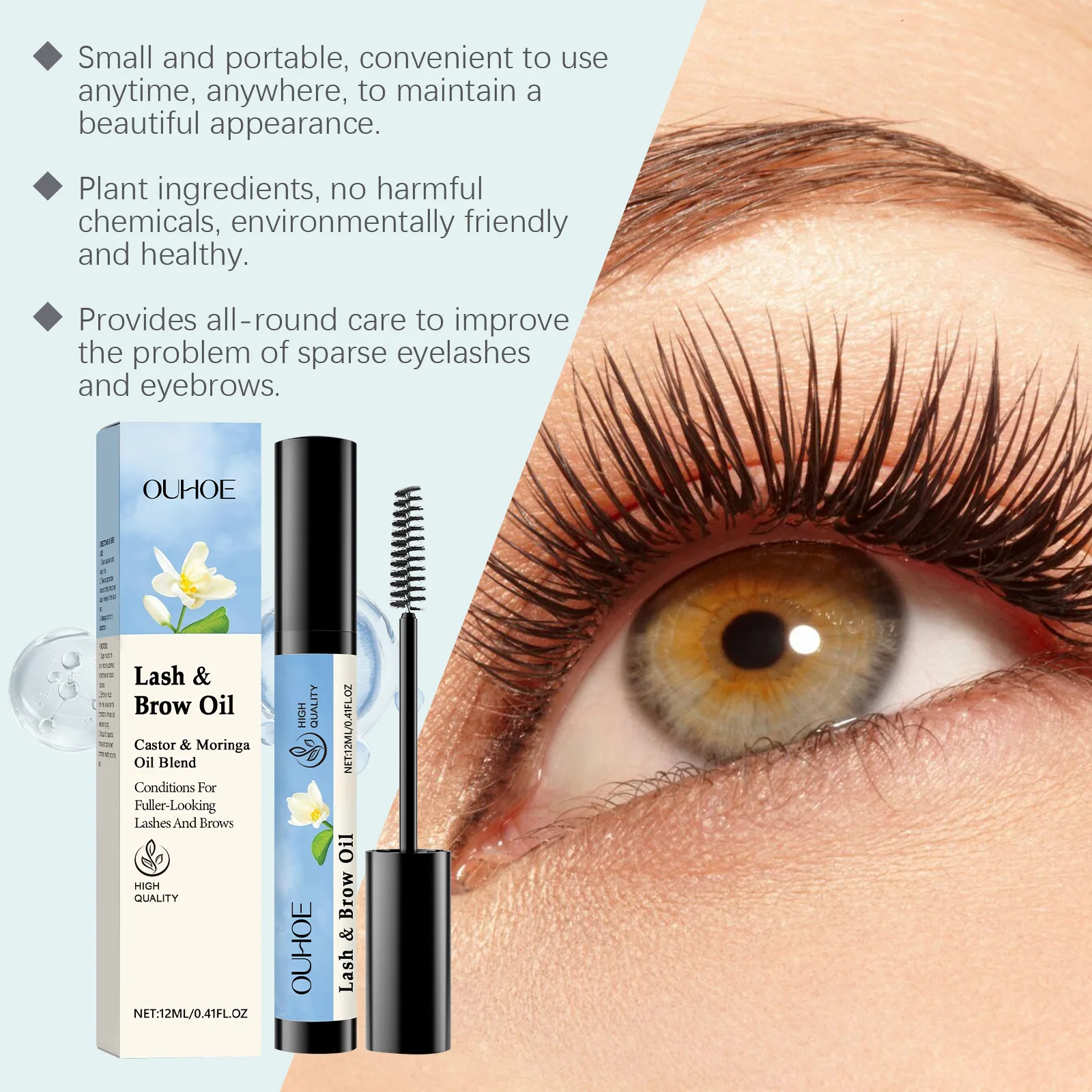 Lash Eyebrow Growth Oil Natural Lifting Enhancement ขนตายาวหนาขึ้น Nourishing Repair ผมเสีย Boost Oil