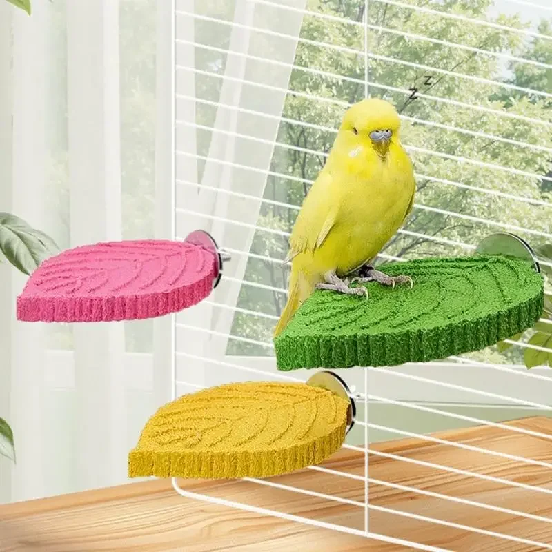 Parrot Leaf Frosted Stand, Rest Platform, Dedicated Grinding Spout, Anti Slip Stand, Resistant To Gnawing and Decompression