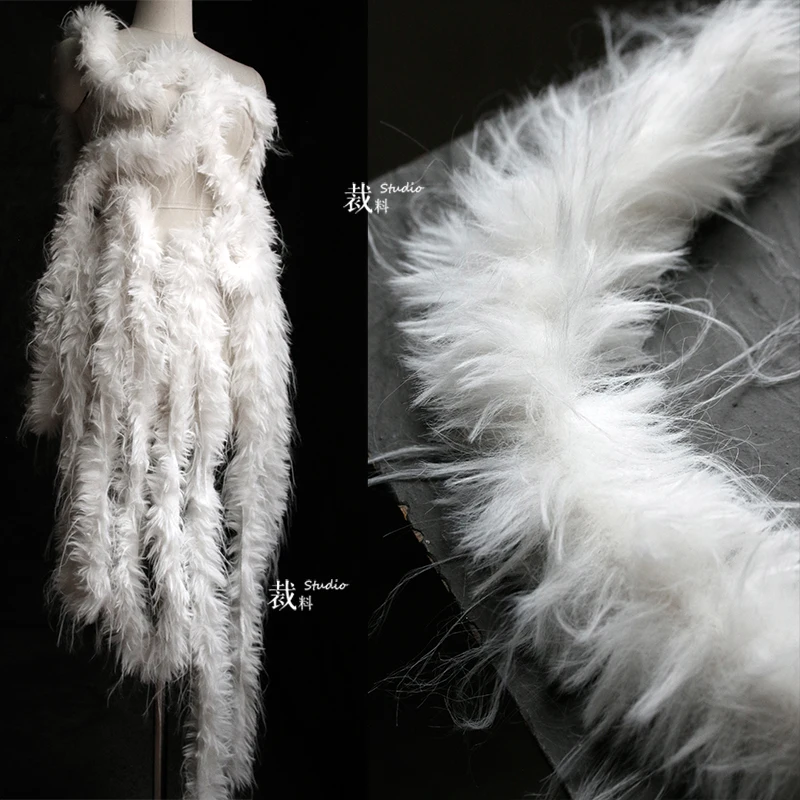 Ширина ткани 100x5 см, белая имитация лисьего хвоста, волосатый край, осень-зима, толстая плюшевая полоска, сделай сам, сшитая вручную шапка, украшение для пуховика