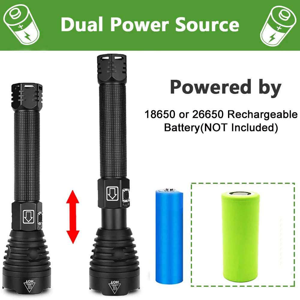 ZK20 Dropshipping 8000LM XHP90 XHP50 XHP70 LED Flashlight Zoomable USB Rechargeable Power Display Torch 26650 Handheld Light