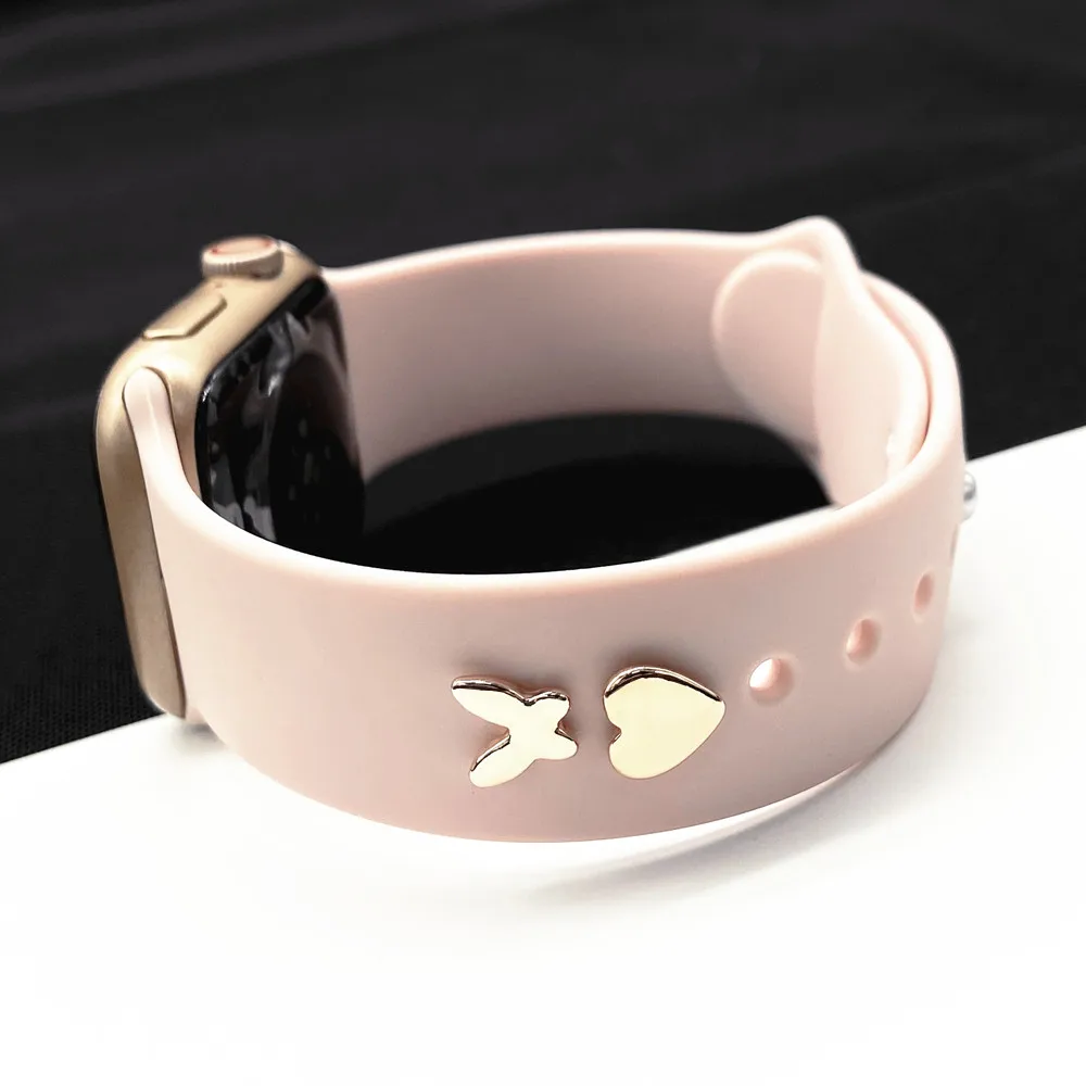 Charms dekorativer Ring für Apple Watch Band Schmetterling herzförmiges Metall Smart Silikonarmband Zubehör Armband Ornament