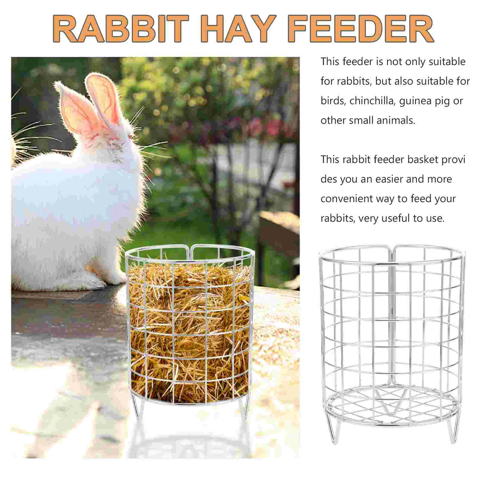 Metal Rabbit Hay Feeder Free Standing Bunny Hay Feeder Rack Small Animals Feeding Holder Guinea Pig Grass Dispenser Bunny