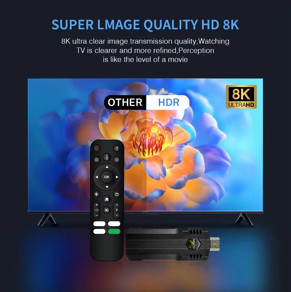 MX10 X1 عصا التلفاز الذكية Android13 H313 1080P HD TV box 2.4/5G WiFi TV استقبال لمشغل الوسائط Google YouTube Netflix