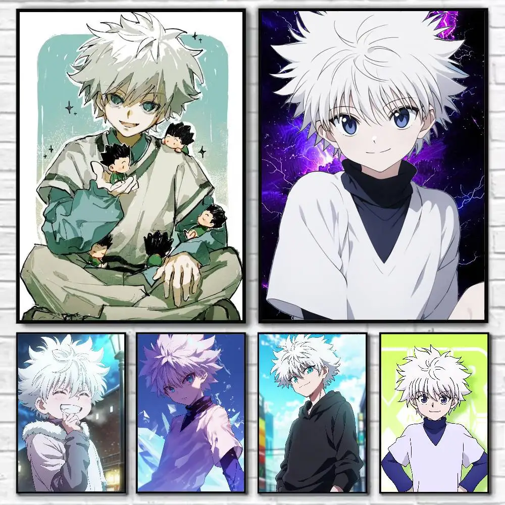 Anime Killua Zoldyck Poster Self-adhesive Art Waterproof Paper Sticker Coffee House Bar Room Wall Decor