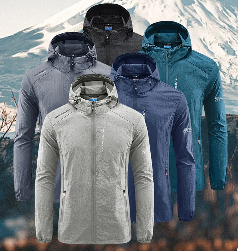 UPF50+ Summer Outdoor Quick Dry Sun-Protective Thin Jacket Men Hiking Fishing Cycling Hooded Gym Sport Ultra Light Windbreaker 152 Sc1bb583e476946008d0078324be82960m
