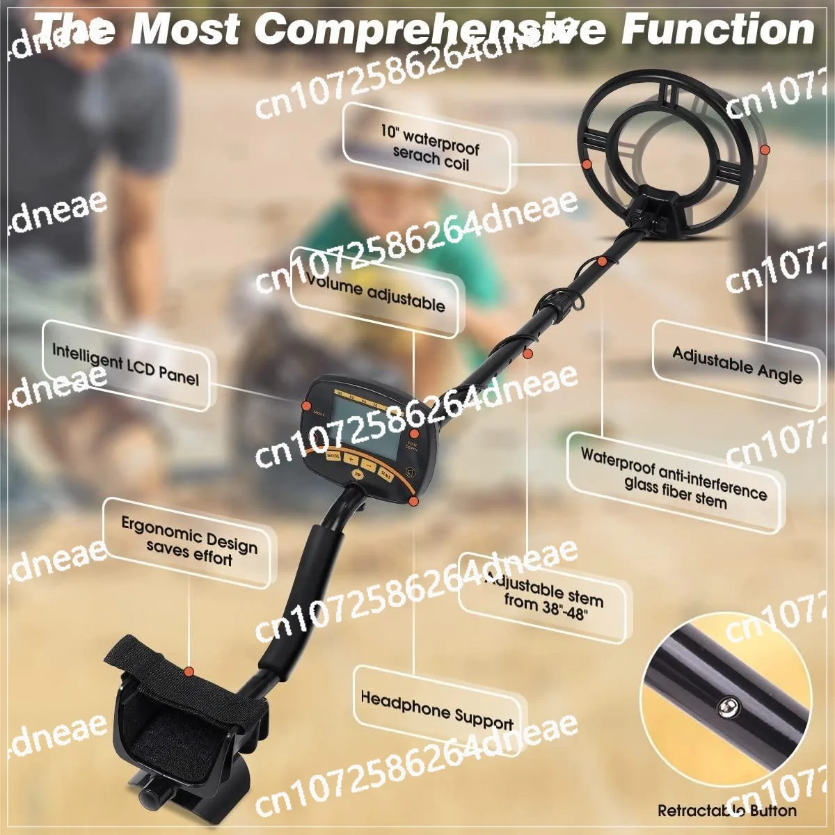 Underground treasure detector GC-1075 gold silver dollar copper coin handheld metal detector high precision
