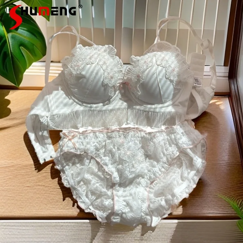 

Japanese Style Fresh Brief Sets Ladies Pure Desire Sweet Small Chest Bra Suit Women's Push Up Bra Sexy Lace Lingerie Underwear