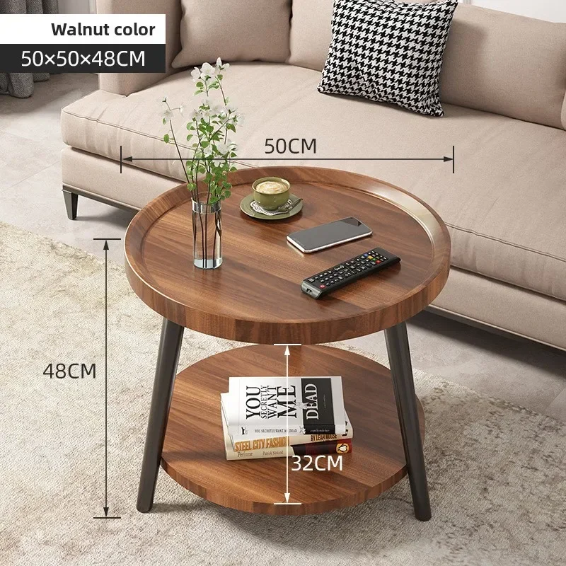 Exquisite Multi-functional Coffee table balcony round living room double edge few bedside small round table