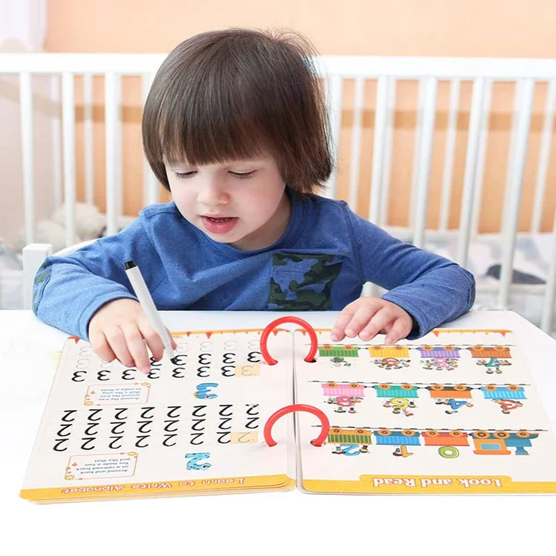 كتاب ممارسة الصناعة الصلبة للأطفال باللغة الإنجليزية مع تمارين الكتابة السحرية ومصنف تعليم الرسم من مونتيسوري الذين تتراوح أعمارهم بين 3-8 سنوات #4