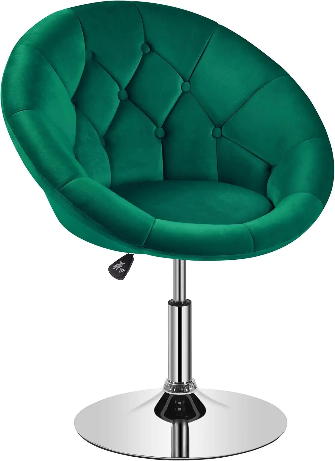 Yaheetech Living Room Vanity Chair Makeup Chair Velvet Round Tufted Back Swivel Accent Chair with Chrome Frame Height Adjustable