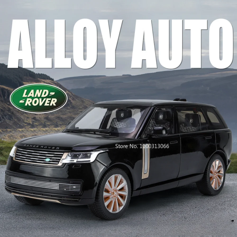 

Модель автомобиля Land Rover Range SV в масштабе 1:18, модель автомобиля из металлического сплава со звуком и фотографией, внедорожник для мальчика, игрушка, подарок на день рождения