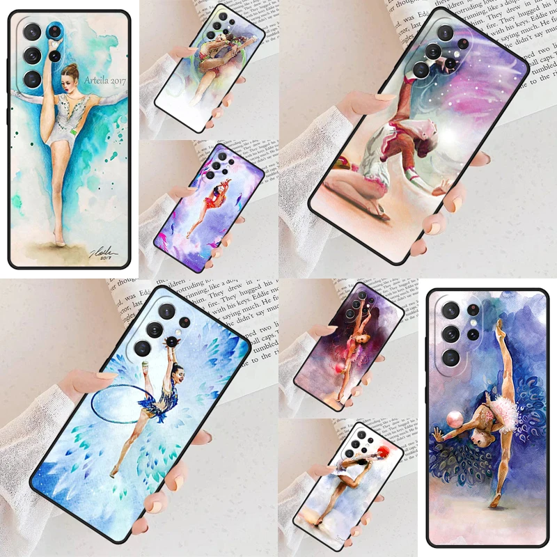 

Gymnastics Oil Painting Phone Case For Samsung Galaxy S24 S23 S22 S21 Ultra S10 Note 10 Pro S20 Plus FE S9 S8 Cover