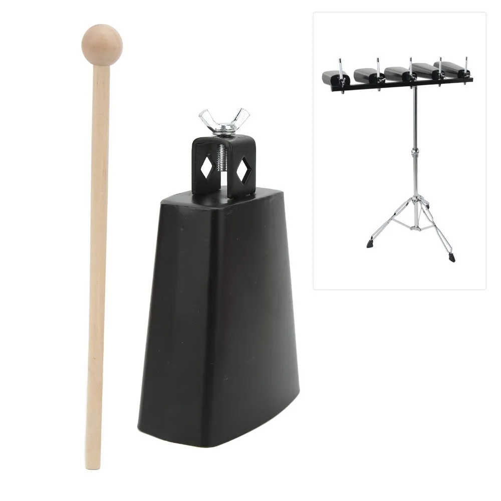 

Металлический колокольчик для коров ​ Черный ​ 4 дюйма/5 дюймов ​ Ручной ударный музыкальный инструмент ​ ​ С палкой ​ ​ Громкий звук ​ ​ Колокольчик с палочкой ​