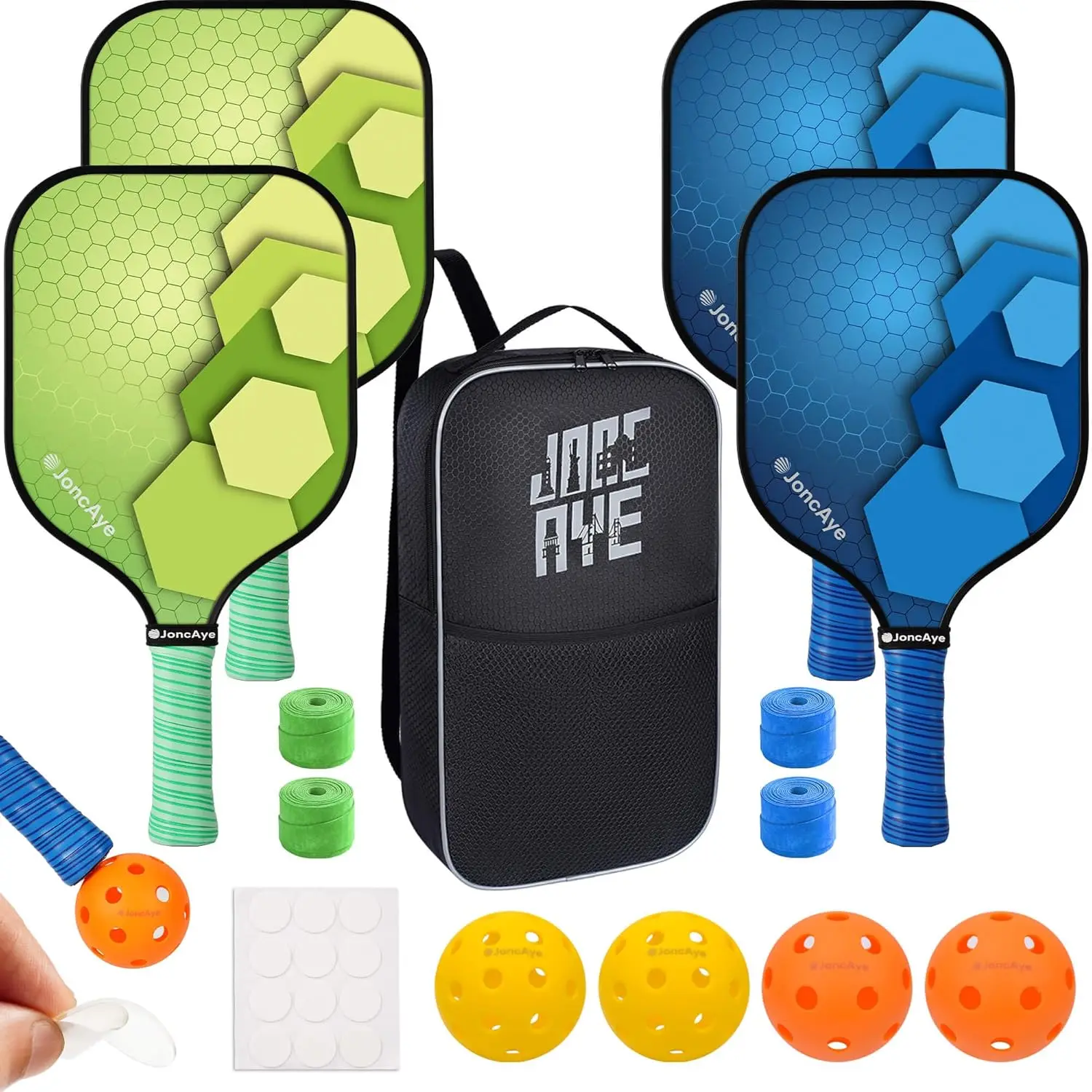 

Pickleball-Paddles-Set of 4 or 2 Rackets with Balls and Bag | USAPA Approved Pickle-Ball Equipment with Accessories | Fi