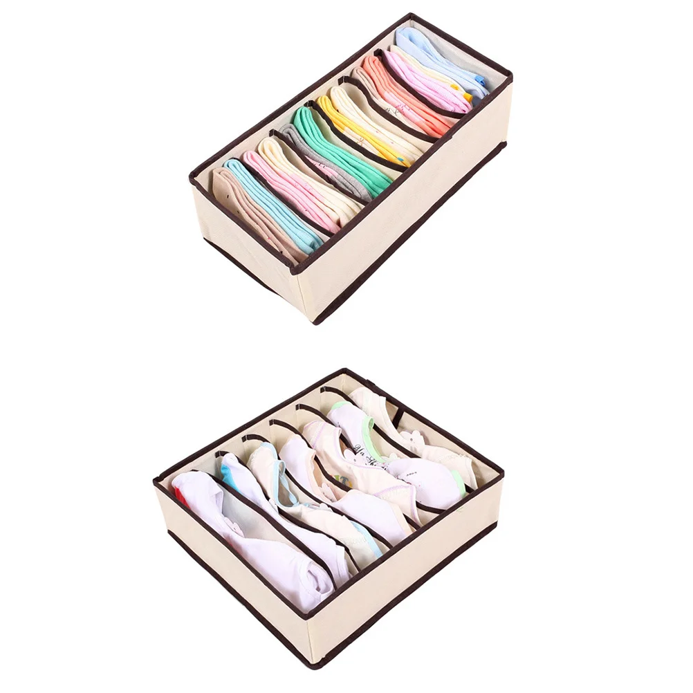 

4Pcs Bra Underwear Storage Box Creamy White Non-Woven Drawer Closet Organizer Foldable for Scarves Socks Ties Small Clothes