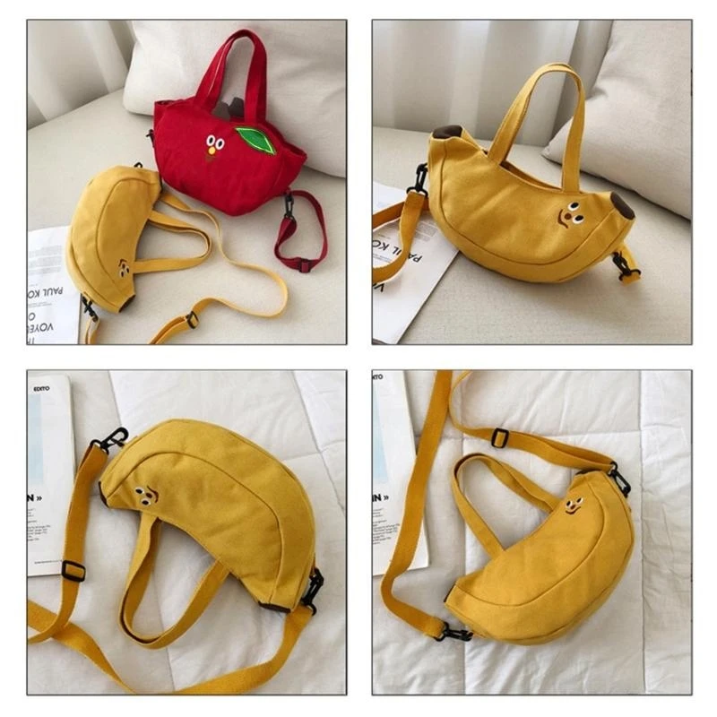 

G5AE Womens Canvas Handbag Female Banana Bag Shoulder Casual Crossbody Bag