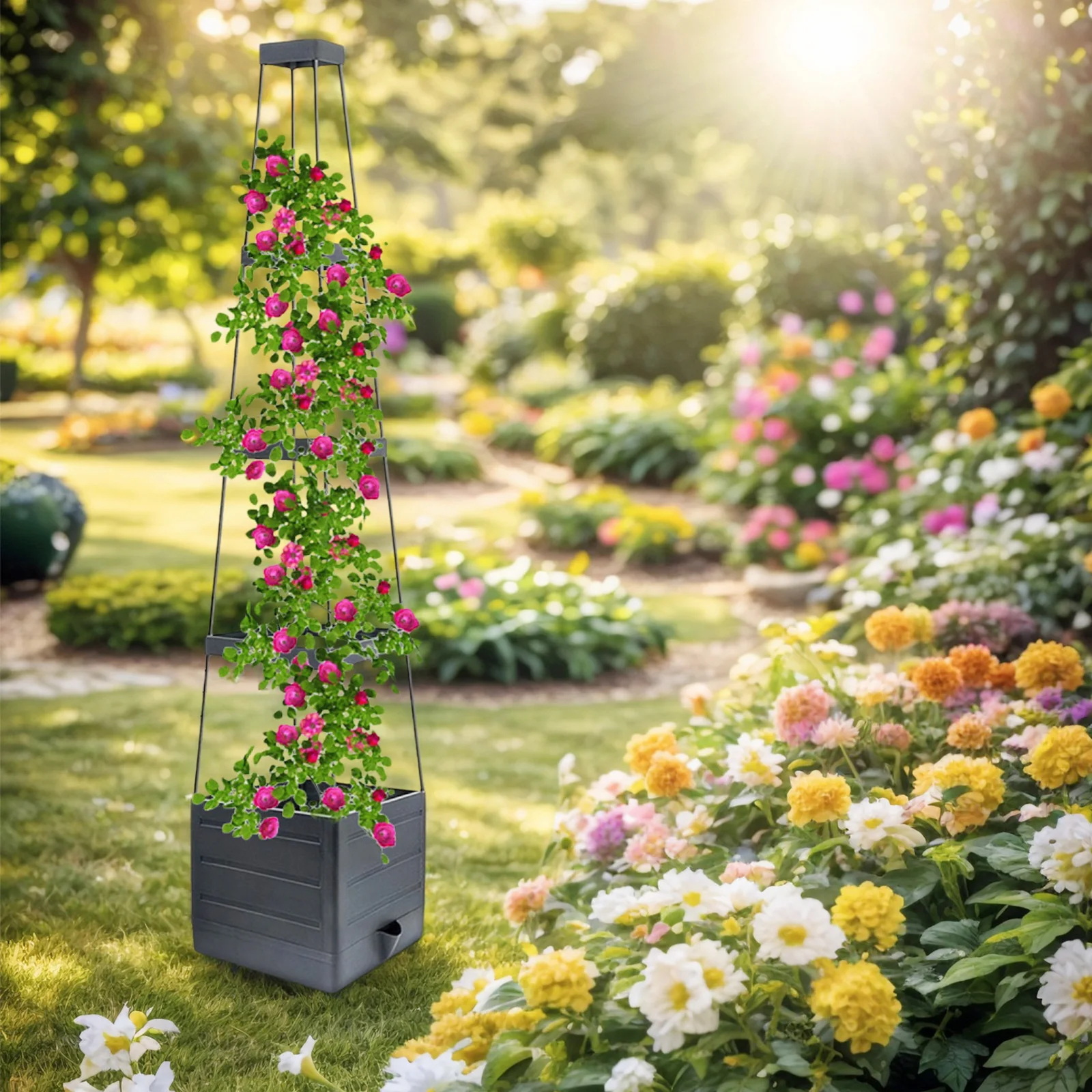 

Поднятая садовая кровать, коробка для цветов с решеткой, кашпо для томатов, самополивная коробка для цветов виноградной лозы