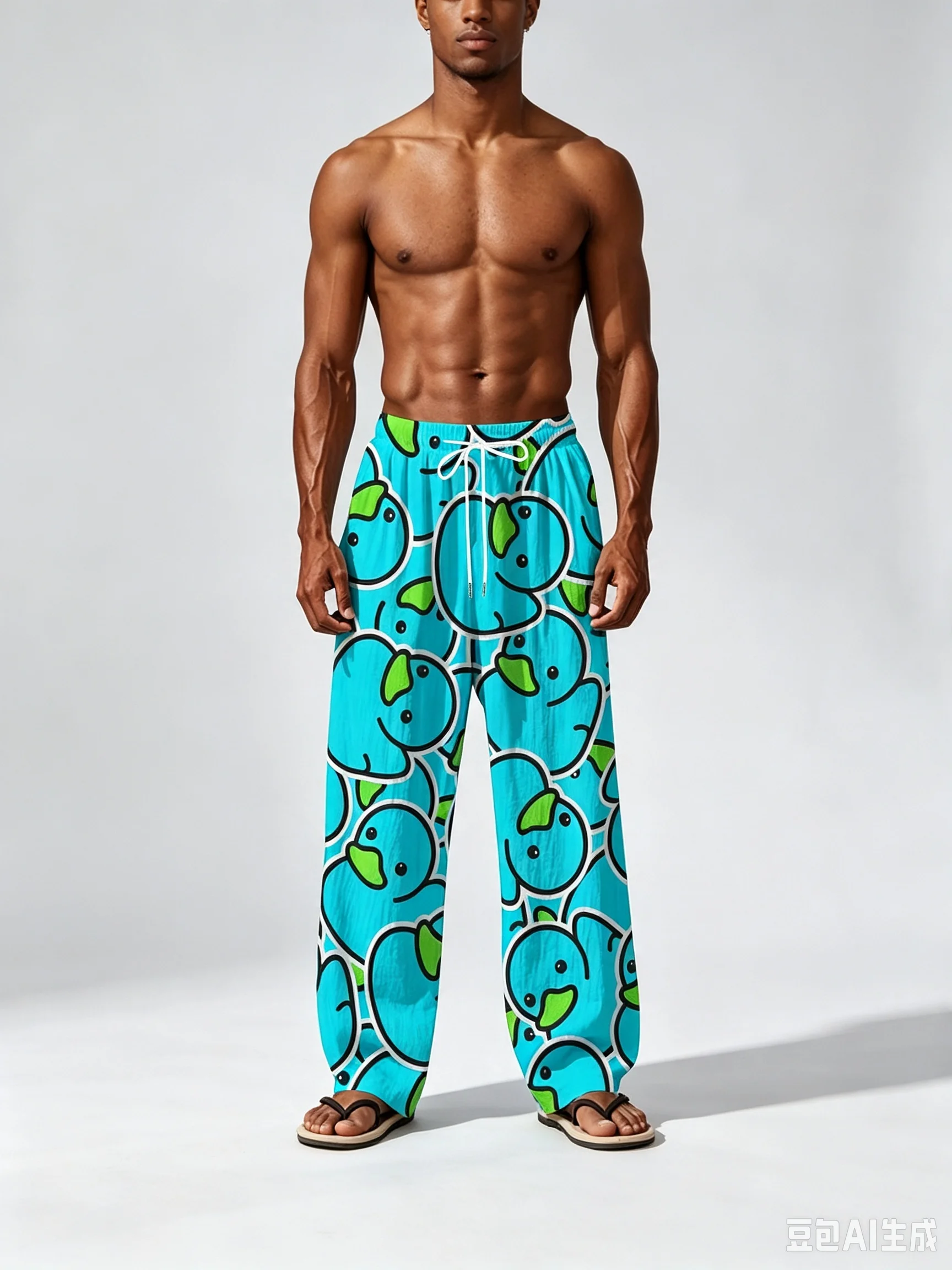 Pantalones Cortos Largos de Verano para Hombre, Pantalones de Playa con Cordón Elástico en la Cintura y Bolsillos Delanteros,