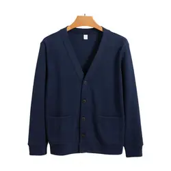 Cardigan élégant à col en V pour hommes, manteau pull, style d'affaires, document tout solide, automne, hiver