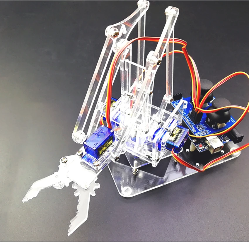 Full set 4 Dof Unassembly Acrylic Mechanical Arm SG90 Robot Manipulator Claw For Arduino Learning DIY Kit Programmable Robot Toy