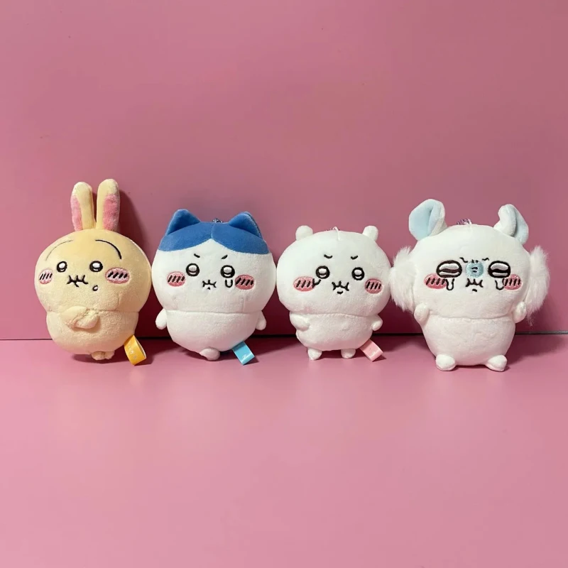 10cm Cartoon Angry Chiikawa Plush Doll Keychain Cute Cartoon Smirks Hachiware Usagi Momonga Bag Pendant Decoration Girl Gift