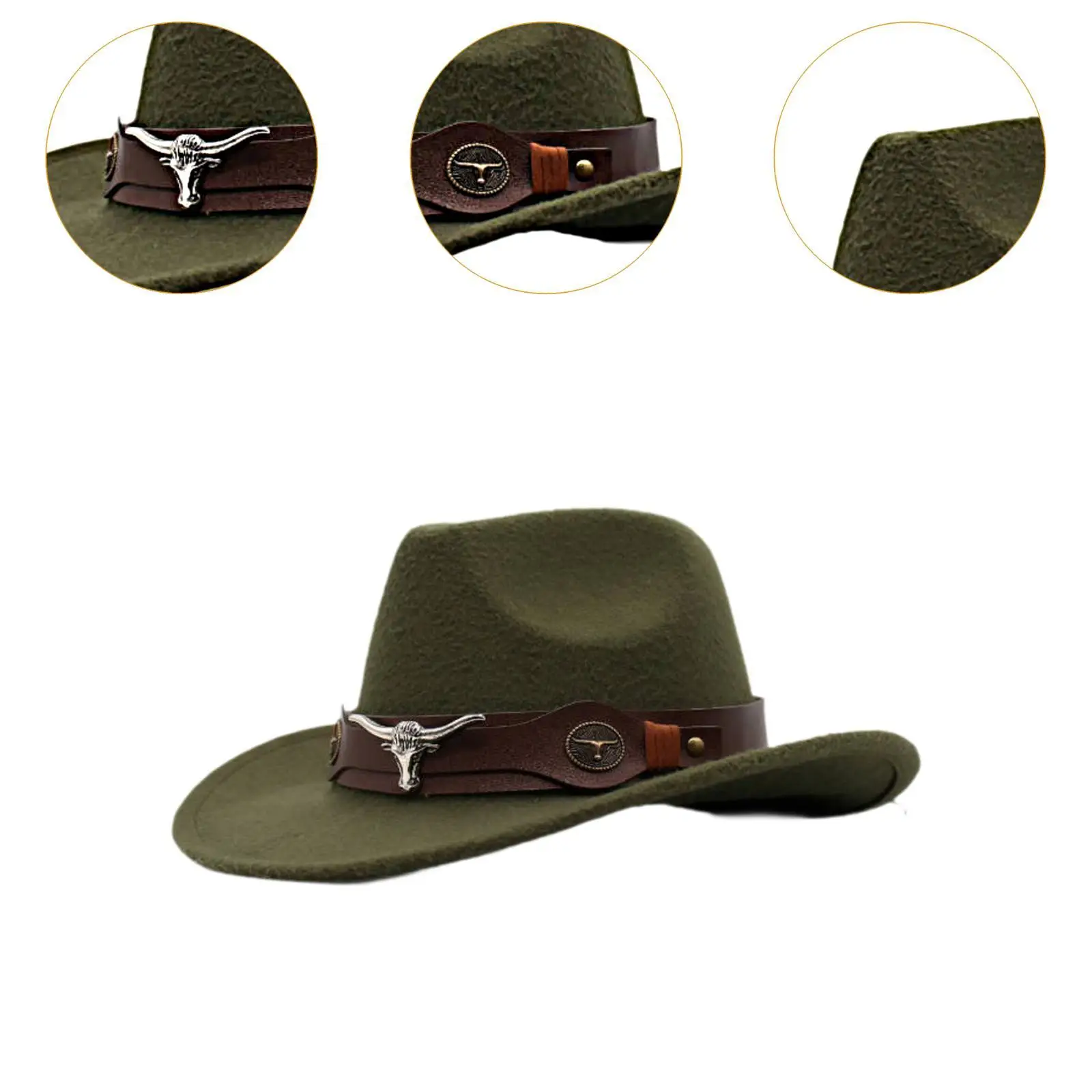 قبعة رعاة البقر الغربية أنيقة ومريحة بحافة واسعة لحفلات الزفاف والسفر