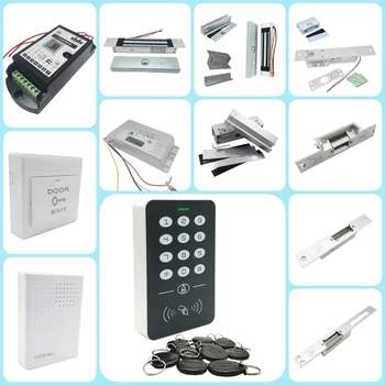 DIY full RFID door access control system kits with 12V3A power NO NC lock 125khz doorbell